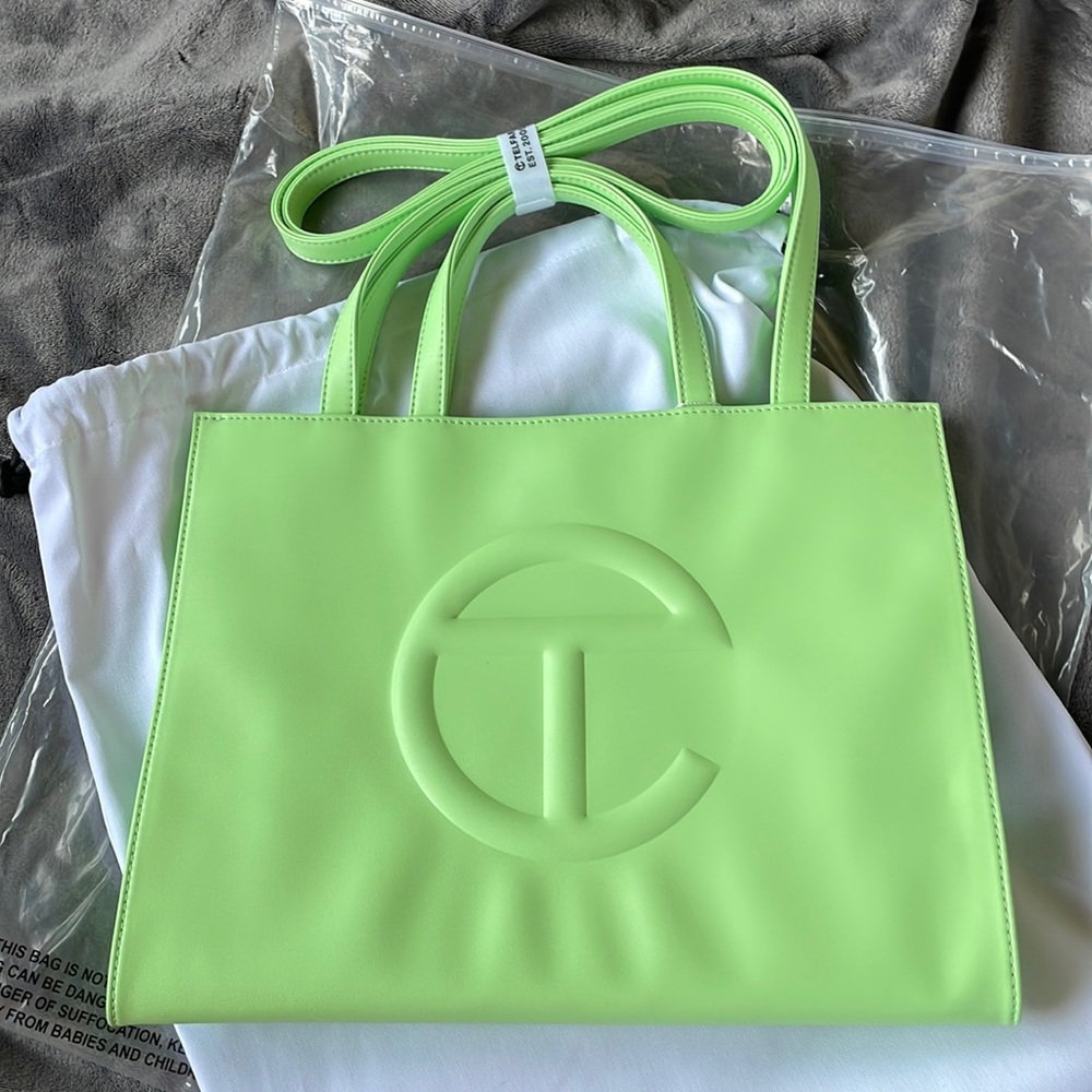 Telfar medium shopping bag mint green.